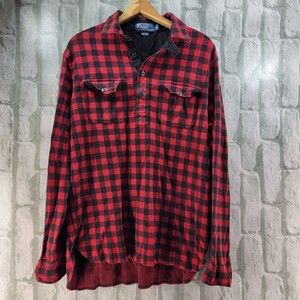 Polo Ralph Lauren Mens Shirt XL Plaid Half Button Up Buffalo Pullover Cotton